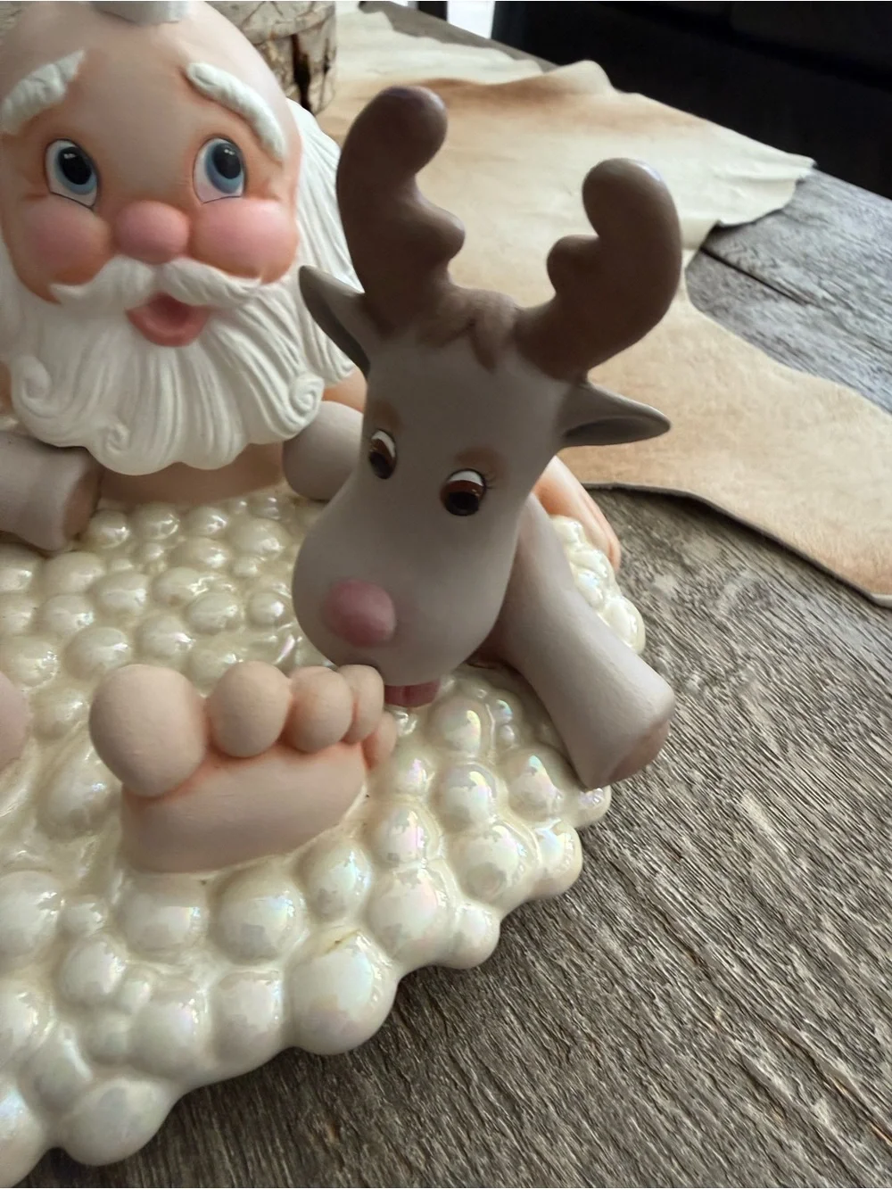 Adorable Santa and Reindeer Ceramic Decor